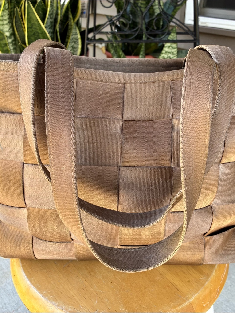 Harveys Woven Tan-Brown Tote 12x 9x4” strap drop 10”